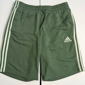 Adidas Green Athletic Shorts with Three Stripes